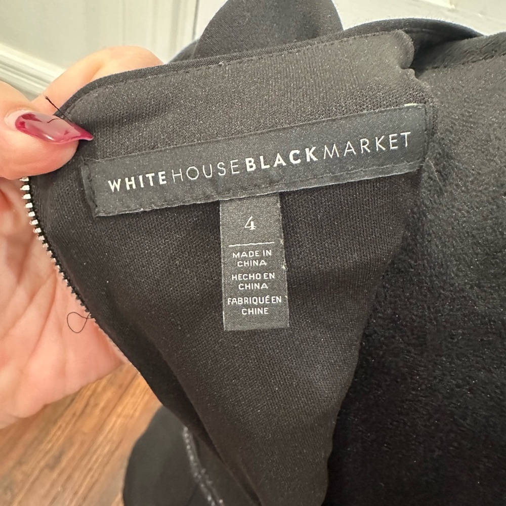 White House Black Market Striped Black Dress Sz 4 - Picture 2 of 7
